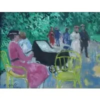 François Gall, Park Scene, Oil on Board