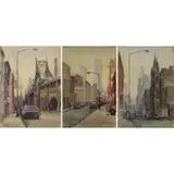 Couce Vidal, New York City Scenes, Grouping of Three Watercolors
