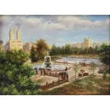 J. Gaston, Central Park, Oil on Panel