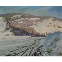 William A Drake, Winter Landscape, Oil on Canvas
