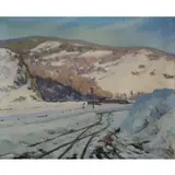 William A Drake, Winter Landscape, Oil on Canvas