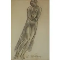 Dancer by Abraham Walkowitz, Charcoal on paper, sold Sep 2020