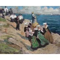 Breton Scene by Edith Varian Cockcroft, Oil on Canvas, sold Sep 2020
