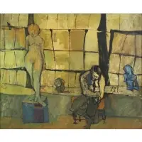 Sculptor in the Studio by Joseph Solman, Oil on Canvas, sold Sep 2020