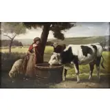 Julien Dupré, Pastoral Scene, Oil on Canvas
