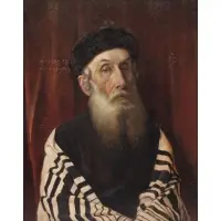 Alois Heinrich Priechenfried, Portrait of a Rabbi, Oil on Panel