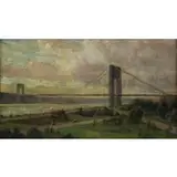 Louis Aston Knight, The George Washington Bridge, Oil on Board