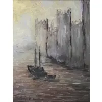 River Scene by Hayley Lever, Oil on Board, sold Jul 2020