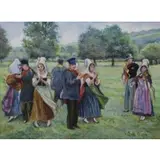 H. Claude Pissarro, Maidens and Men, Pastel on paper