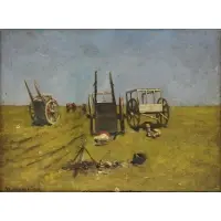 H. Mowbray, Chuck Wagons, Oil on Board