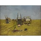 H. Mowbray, Chuck Wagons, Oil on Board