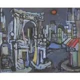 Jean-Claude Dragomir, Parisian Scene, Oil on Canvas
