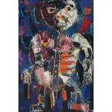 Zero Mostel, Abstracted Figure, Oil on Board