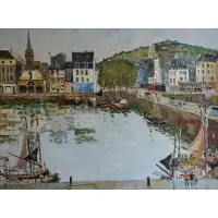 Jacques Bouyssou, Port Scene, Oil on Canvas