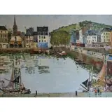 Jacques Bouyssou, Port Scene, Oil on Canvas