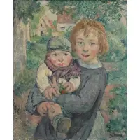 Gustave Pierre, Mother and Child, Oil on canvas