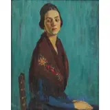 Christina Morton, Woman with Shawl, Oil on Canvas