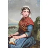James Clarke Hook, Portrait of Lady, Oil on Canvas