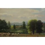 Nelson Augustus Moore, Sheep in a Meadow, Oil on Canvas