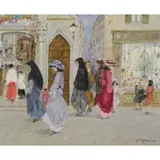 Luigi Cagliani, Street Scene, Oil on Canvas