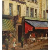 Arbit Blatas, Parisian Cafe, Oil On Canvas