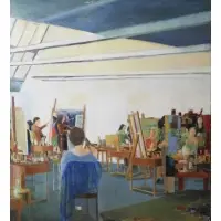 Abraham Walkowitz, The Art Class, Oil On Canvas "The Art Class"