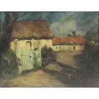 Frits Thaulow, Village Landscape, Oil on Canvas