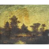 Ralph Albert Blakelock, Luminist landscape, Oil on Canvas