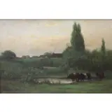 Carleton Wiggins, Untitled, Oil On Canvas ,cows in pasture
