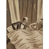 Peter Arno, You Too Have Heard Of Bundling. Signed lr rt and from a Westchester collectore . Dimensions: 12.5