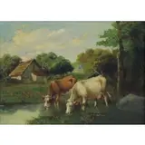 Charles Collins, Cattle, Oil on Canvas