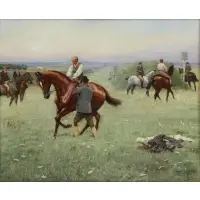 Equestrian Scene by Godfrey Douglas Giles, Oil on Canvas, sold Mar 2020