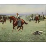 Godfrey Douglas Giles, Equestrian Scene, Oil on Canvas