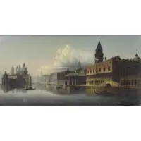 Johann Wilhelm Jankowsky, Venetian Scene, Oil on Canvas