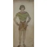 Léon Bakst, Salome, Watercolor with graphite and gold