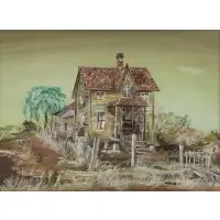Aaron Bohrod, House Near Crab Orchard, Gouache