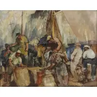 William Meyerowitz, Gloucester Scene, Oil on Canvas