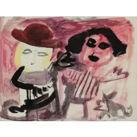 Bernard Lorjou, Figures, Mixed media on paper