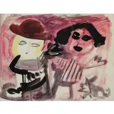 Bernard Lorjou, Figures, Mixed media on paper