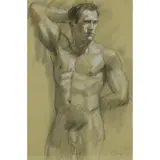 Mark Beard, Male Nude, Crayon on paper