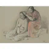 Francisco Zúñiga, El Peinado, 1978, Crayon on paper