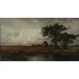 Landscape with Hay Bales by Frank Knox Morton Rehn, Oil on Canvas, sold Feb 2020