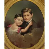 Alban Conant, Portrait of Children, Oil on canvas laid to board