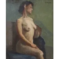 Nude Figure by Moses Soyer, Oil on Board, sold Feb 2020
