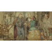 Henry Patrick Raleigh, Party Scene, Watercolor