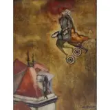 Lilia Carrillo, Surrealist Scene, Double Sided Oil on Panel