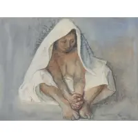 Francisco Zúñiga, Pensando, 1970, Watercolor