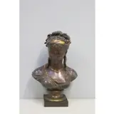 Étienne Henri Dumaige, Rose De Mai, Bronze A large and finely executed bust of a young beauty "Rose De Mai"
