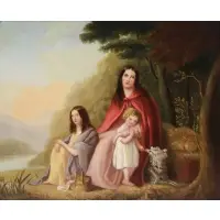 Augustus Egg, Mother and Children, Oil on canvas laid to board