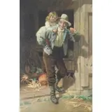 Thomas Waterman Wood, A Visit to the Barn, 1889, Watercolor on paper laid to canvas
